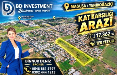 Mağusa Yeniboğaziçi’nde Muhteşem Lokasyonda17.362 m² Kat Karşılığı Arazi